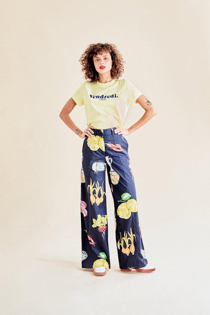 jour né Pantalon imprimé méditerranéen navy