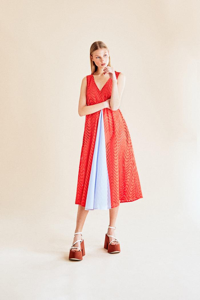 jour né Robe à panneaux broderie anglaise