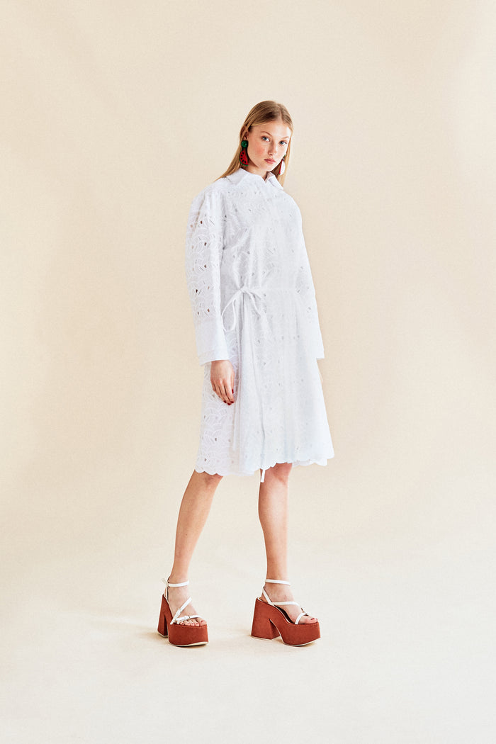 Jour Né Robe Chemise Mi Longue Blanche