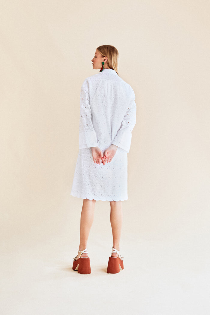 Jour Né Robe Chemise Mi Longue Blanche