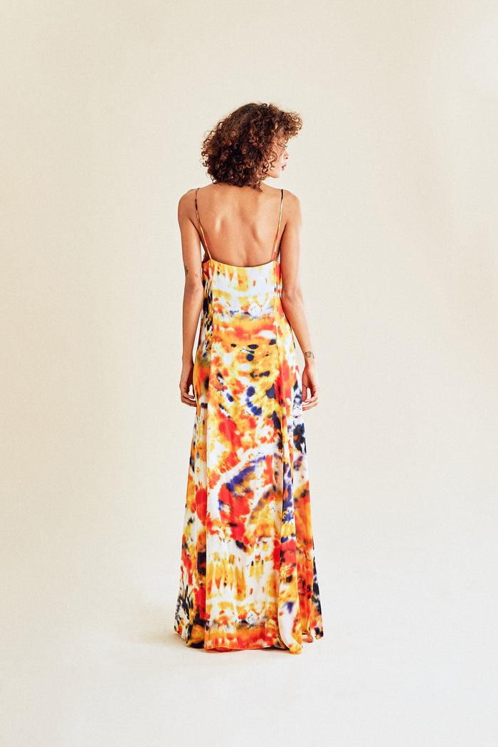Jour Né Robe En Soie Tie & Dye