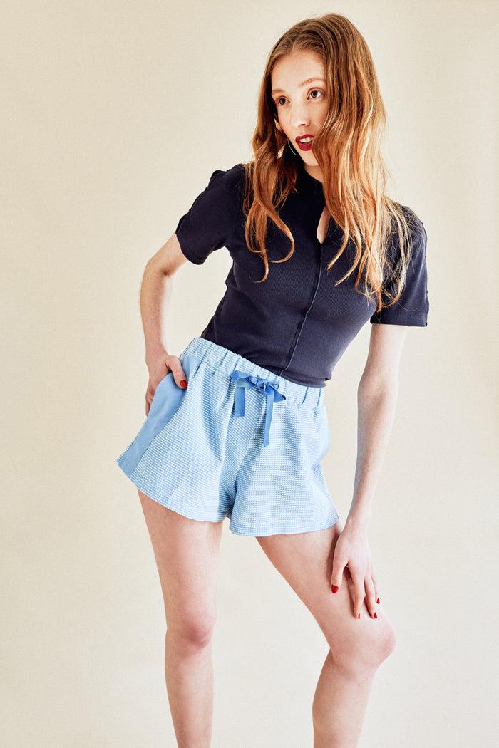 Jour Né Short Bi-matière Baby Blue