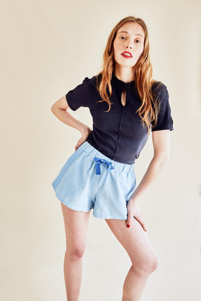 Jour Né Short Bi-matière Baby Blue