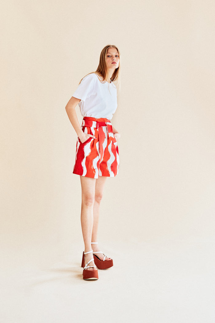 Jour Né Short Workwear Vagues Rouge