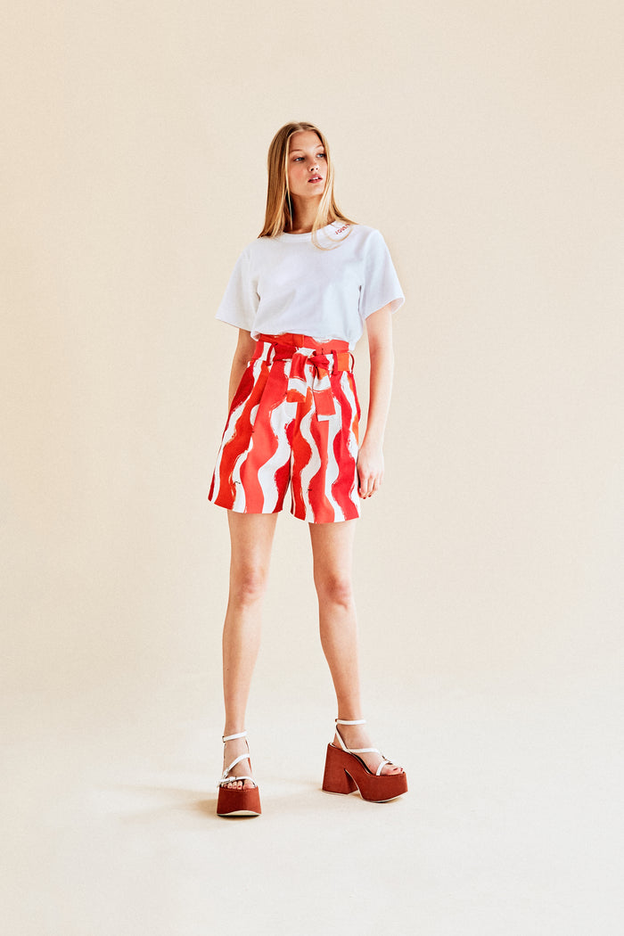 jour né Short workwear vagues rouge