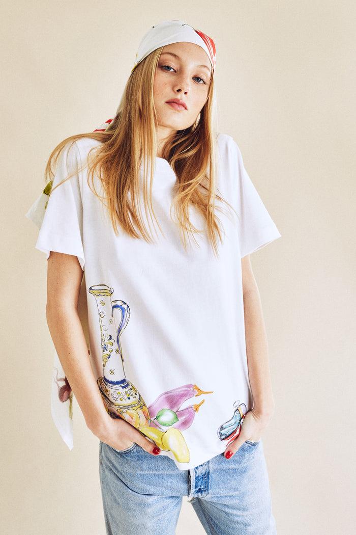 Jour Né Teeshirt Imprimé Légumes Méditerranéen