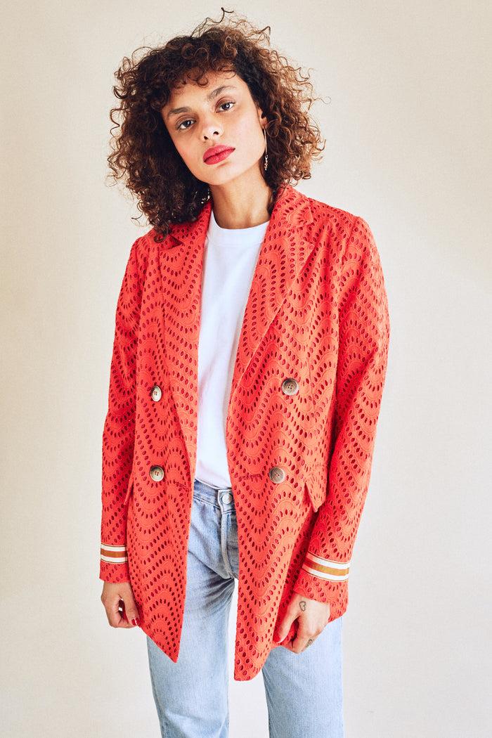 Jour Né Veste Croisée En Broderie Anglaise