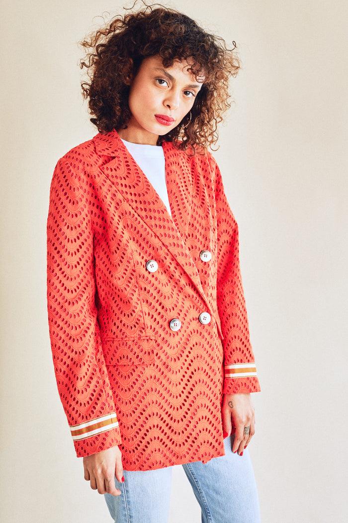 Jour Né Veste Croisée En Broderie Anglaise