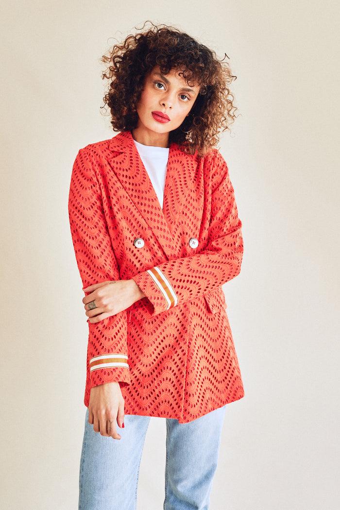 jour né Veste croisée en broderie anglaise