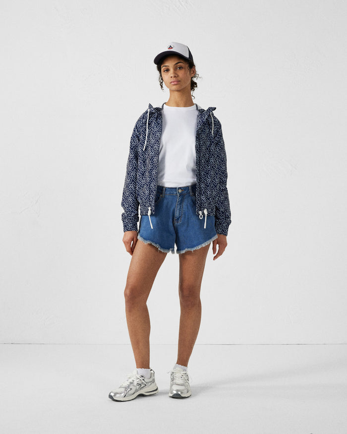 Just Over The Top Blouson Coupe-vent Léger à Capuche Mono Marine Alize Monogram