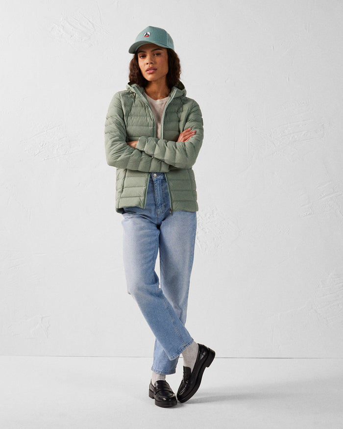 Just Over The Top Doudoune à Capuche Stretch Légère Vert Minéral Salma