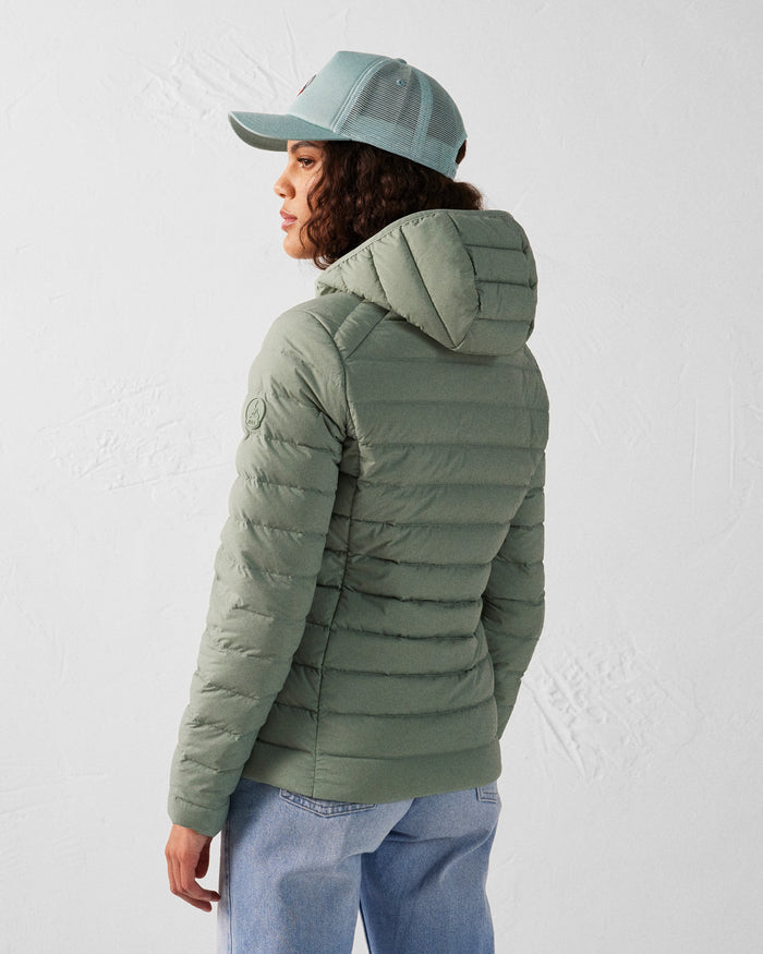Just Over The Top Doudoune à Capuche Stretch Légère Vert Minéral Salma