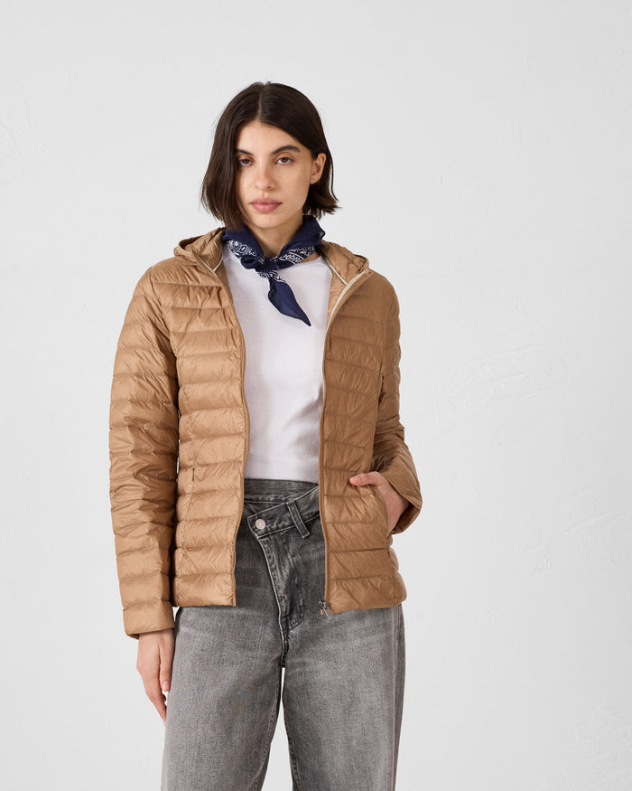 Just Over The Top Doudoune Légère à Capuche Fauve Cloe