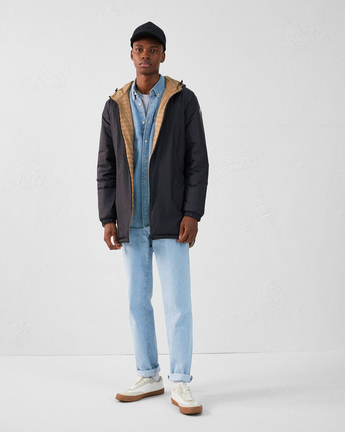 just over the top Doudoune longue ultralégère réversible Noir/Fauve Morrison