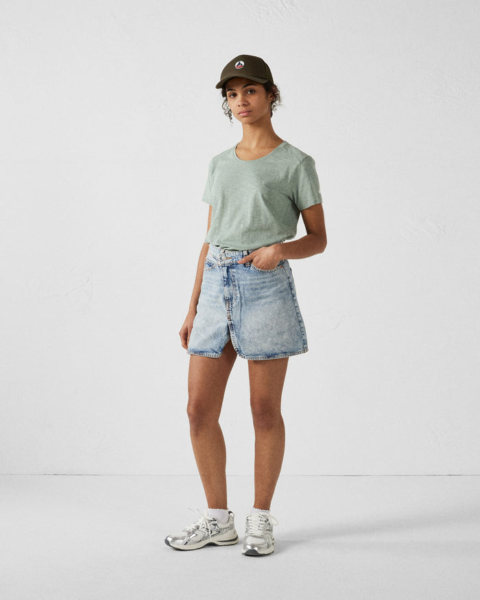 Just Over The Top T-shirt Col Rond Femme En Coton Vert Minéral Angela