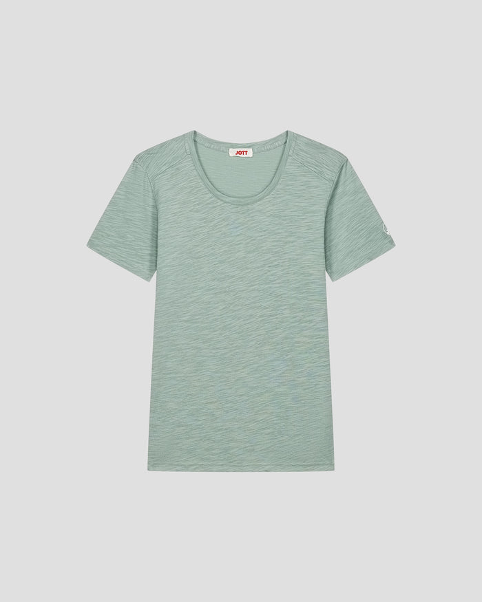 just over the top T-shirt col rond femme en coton Vert minéral Angela