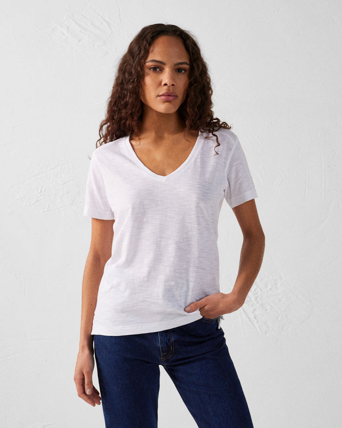 Just Over The Top T-shirt Col V Femme En Coton Blanc Sonia