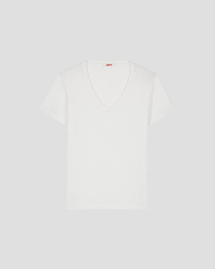 just over the top T-shirt col V femme en coton Blanc Sonia