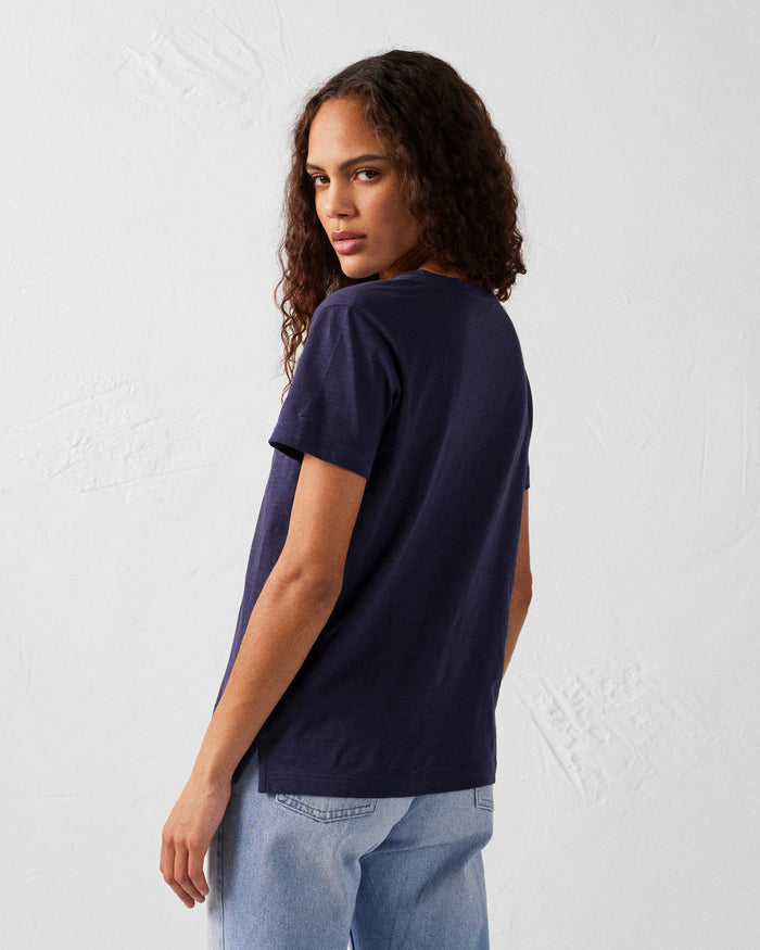 Just Over The Top T-shirt Col V Femme En Coton Marine Sonia