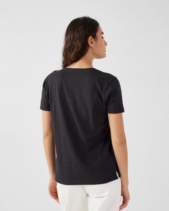 Just Over The Top T-shirt Col V Femme En Coton Noir Sonia