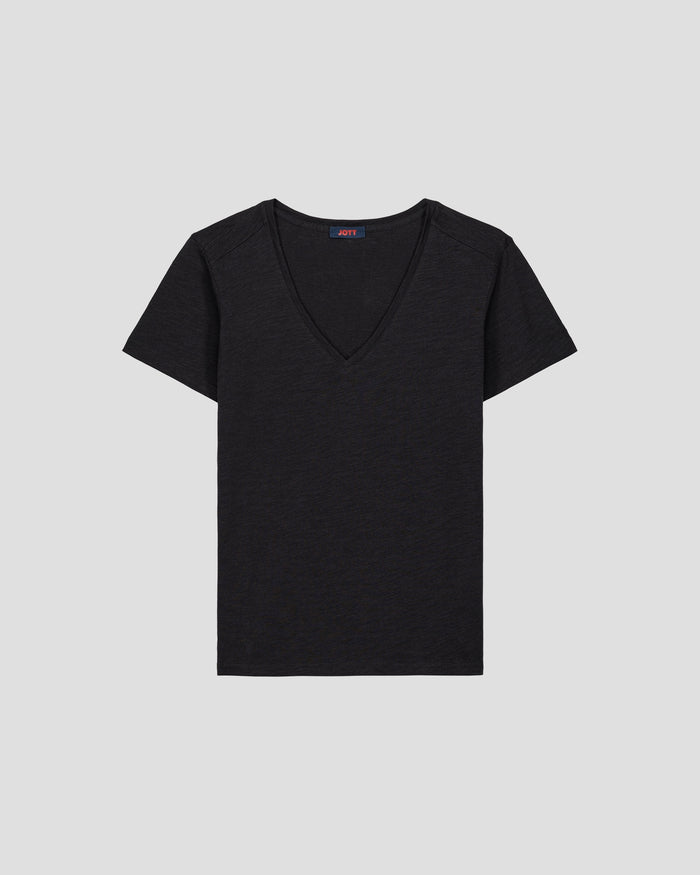 just over the top T-shirt col V femme en coton Noir Sonia