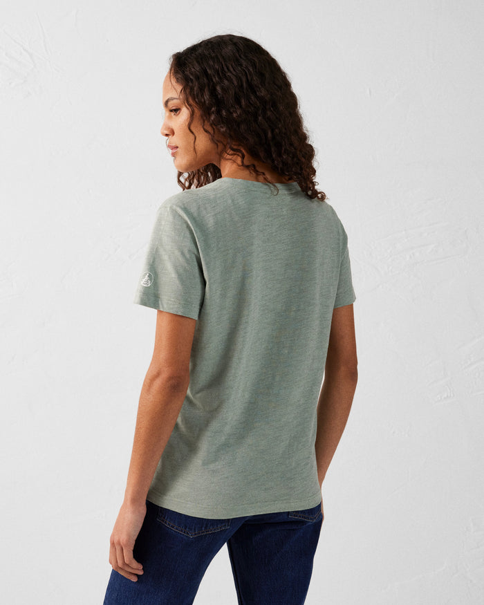 Just Over The Top T-shirt Col V Femme En Coton Vert Minéral Sonia