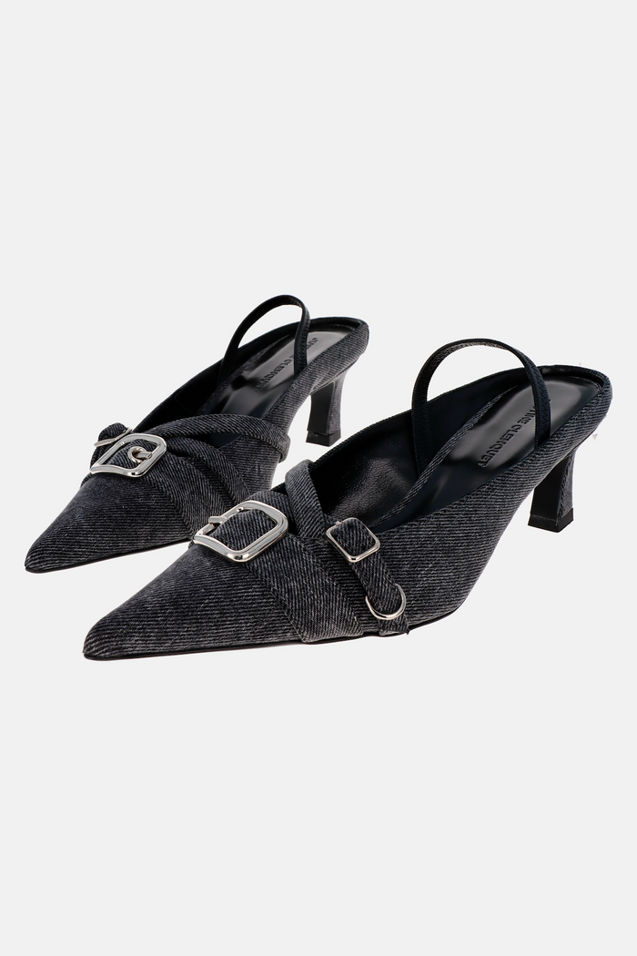 Justine Clenquet Escarpins Joan Denim Gris