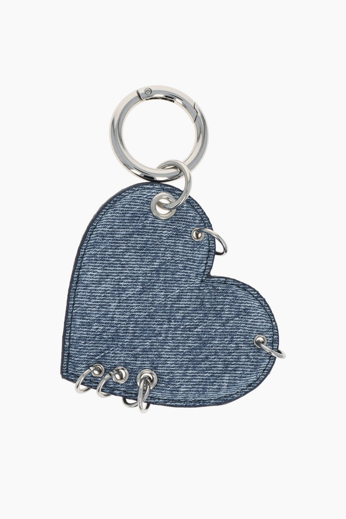 Justine Clenquet Porte-clé Coeur Denim Bleu
