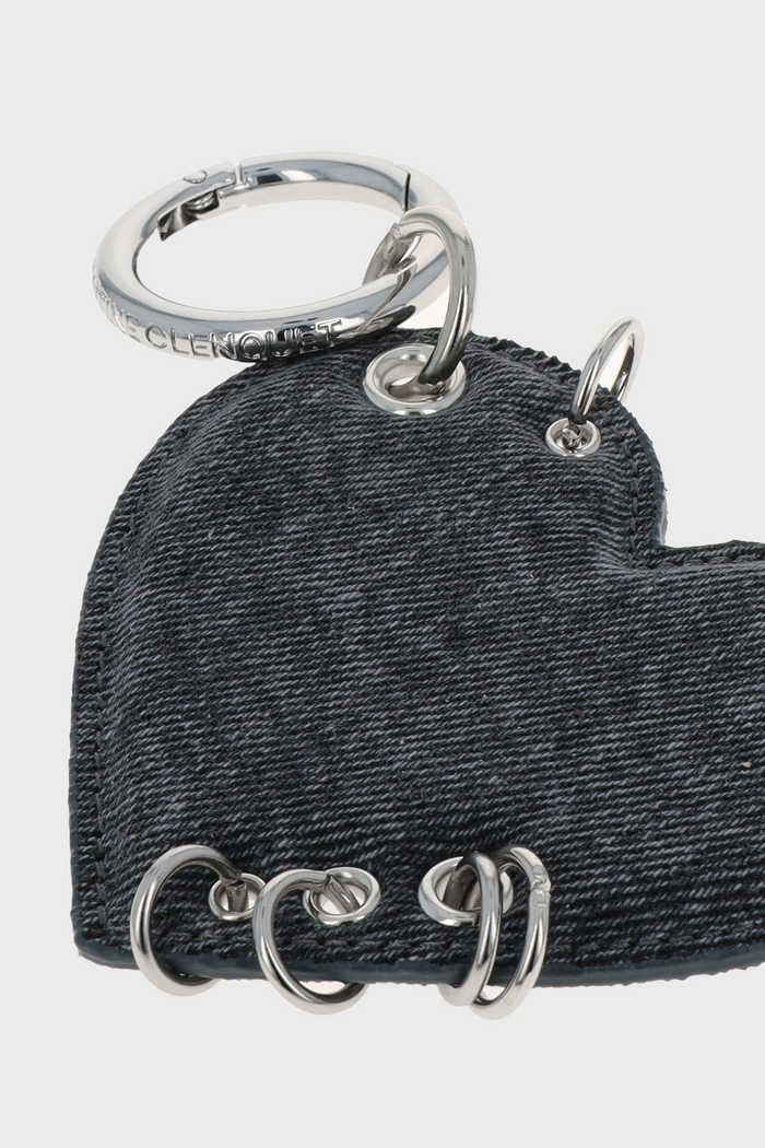 Justine Clenquet Porte-clé Coeur Denim Gris