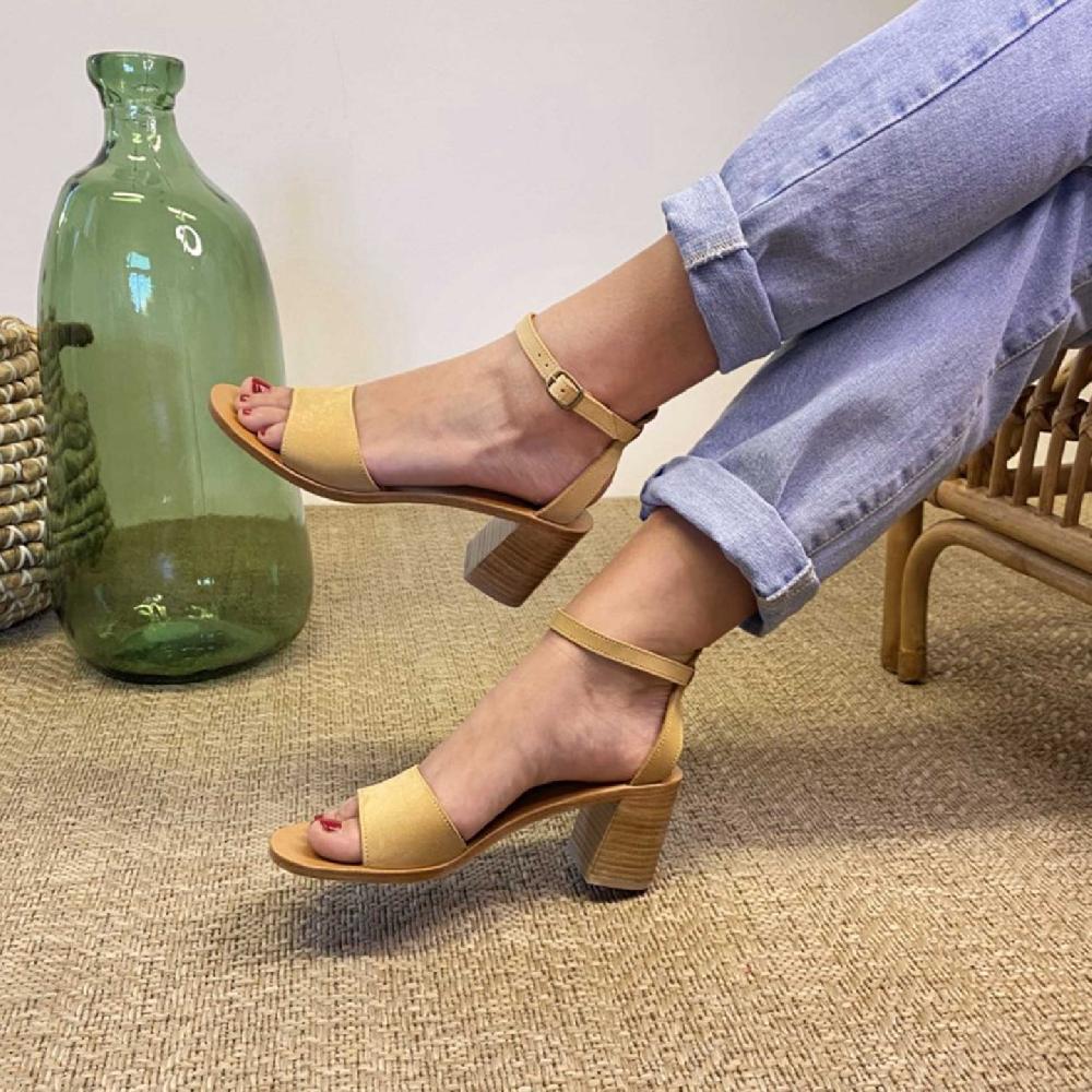 K.JACQUES ALBANE Sandales à Talons Cuir Nubuck Naturel