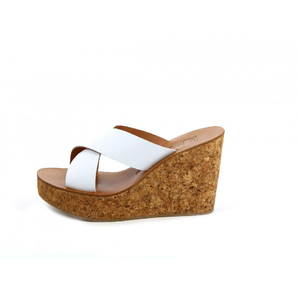 K.JACQUES ALISSON Sandales Compensées Cuir Odeon Blanc