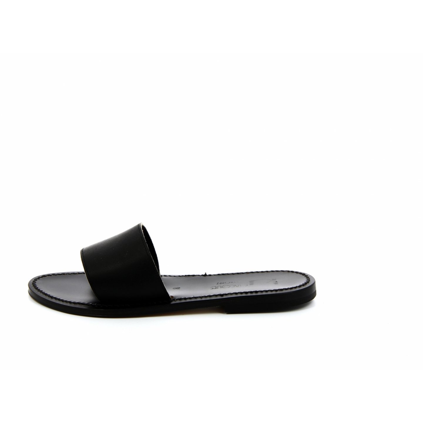 K.JACQUES ANACAPRI EBENE Sandales Plates Cuir Pul Noir
