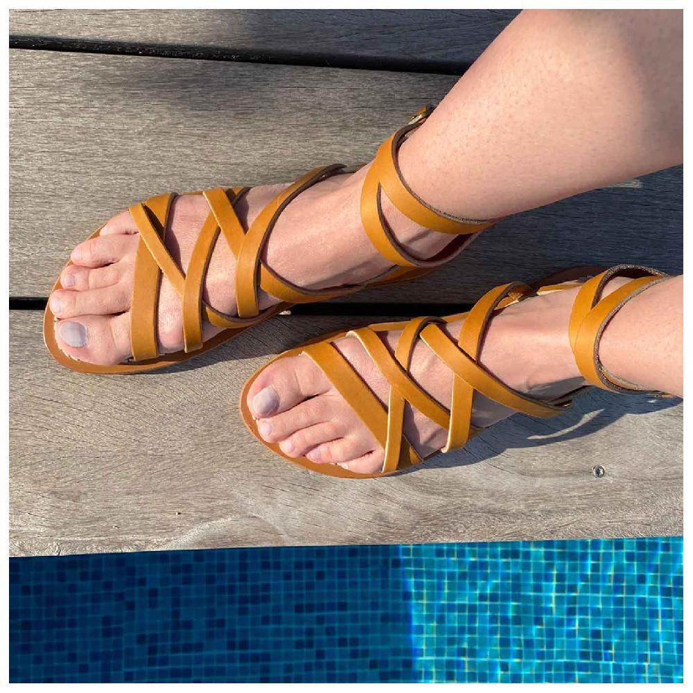 K.JACQUES APHRODITE Sandales Plates Cuir Pul Naturel