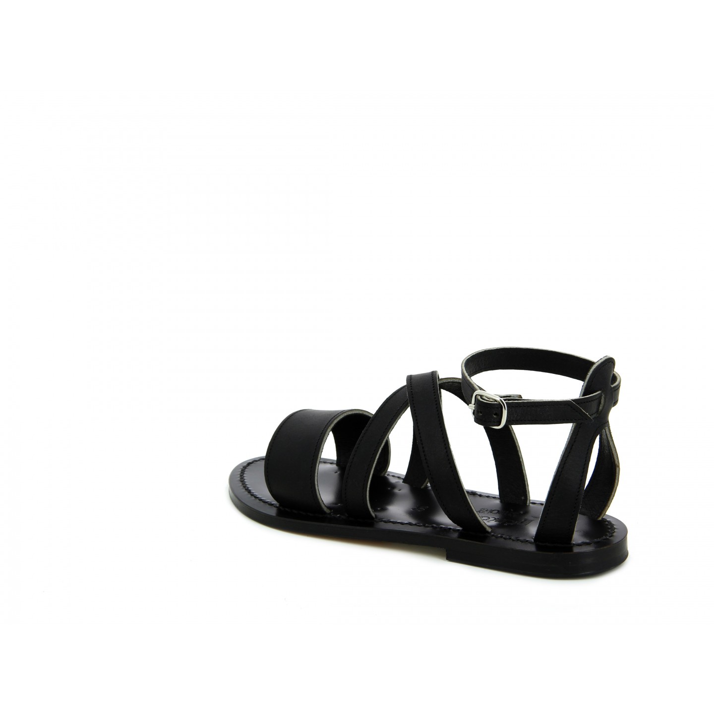 K.JACQUES AQUITAINE EBENE Sandales Plates Cuir Pul Noir