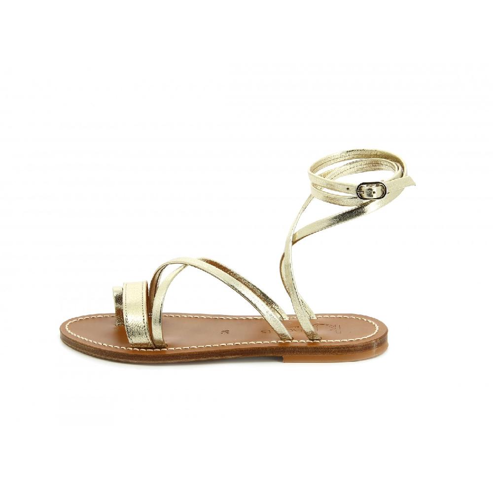 K.JACQUES ARCHIBALD Sandales Plates Cuir Imprimé Babyleopard