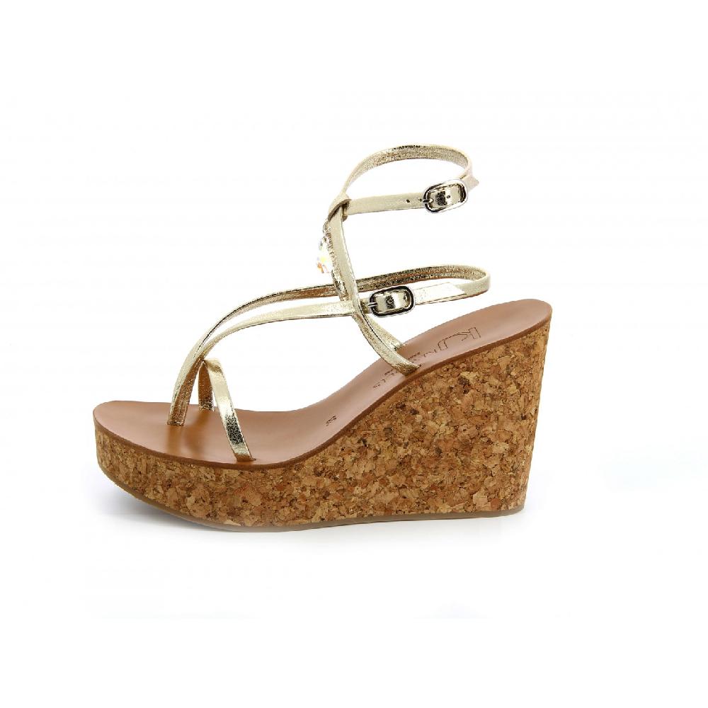 K.JACQUES ARIANA Sandales Compensées Cuir Metyl Champan