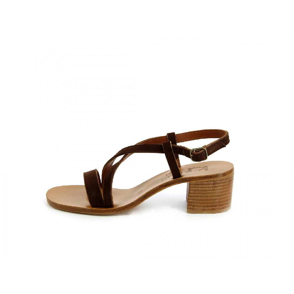 K.JACQUES ATHENAIS Sandales à Talons Cuir Velours Moka
