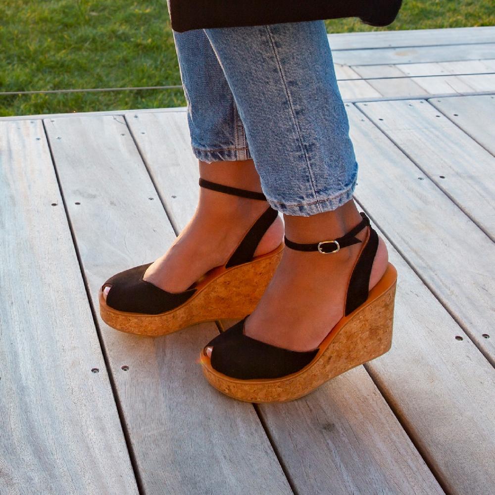 K.JACQUES AVELINE Sandales compensées Cuir Velours Noir