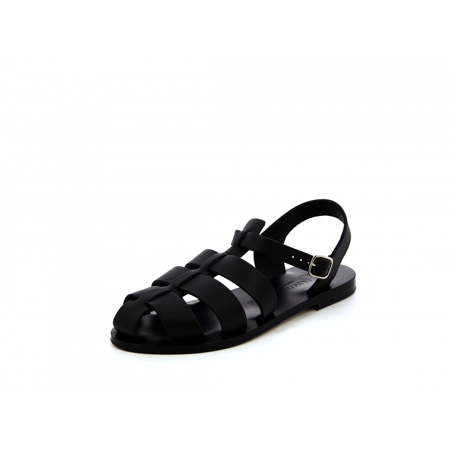 K.JACQUES BALDER EPURE Sandales plates Noir Cuir Pul Noir