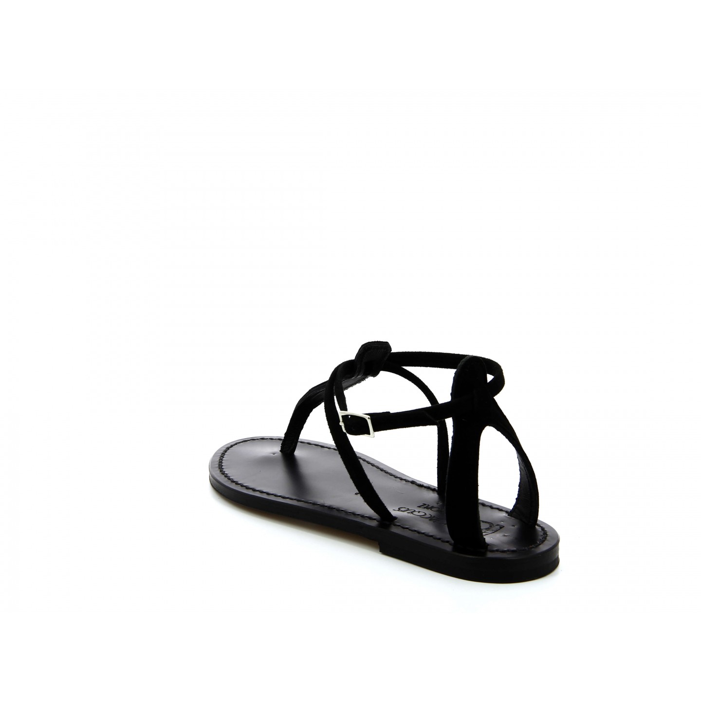 K.JACQUES BUFFON EBENE Sandales Plates Cuir Velours Noir