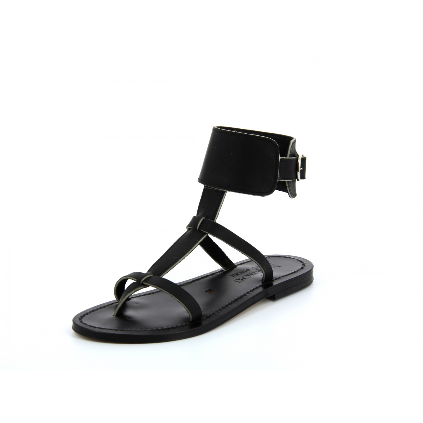 K.JACQUES CARAVELLE EBENE Sandales plates Cuir Velours Metal Noir