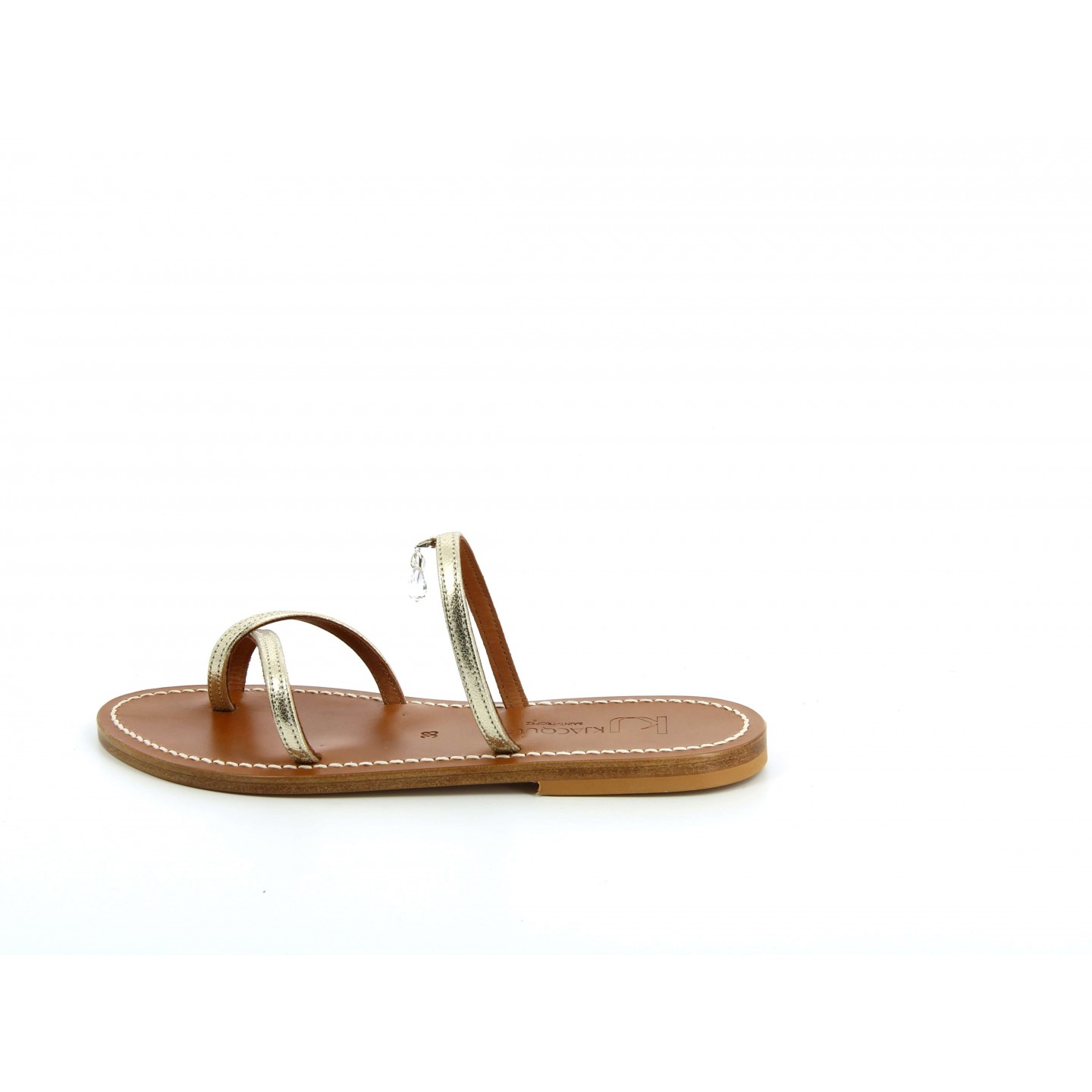 K.JACQUES CARROS Sandales Plates Cuir Metyl Champan