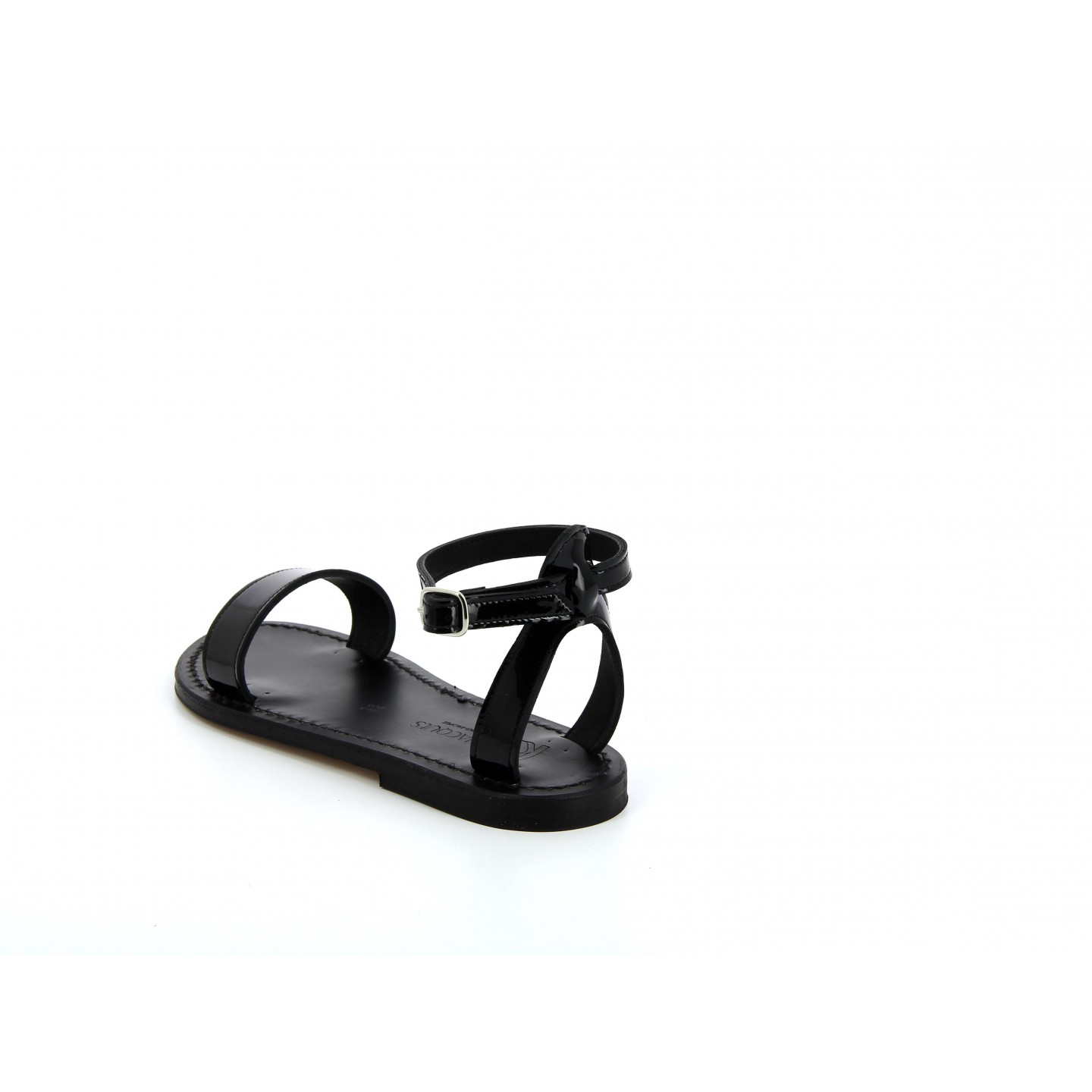 K.JACQUES CATAMARAN EBENE Sandales Plates Cuir Vernis Noir