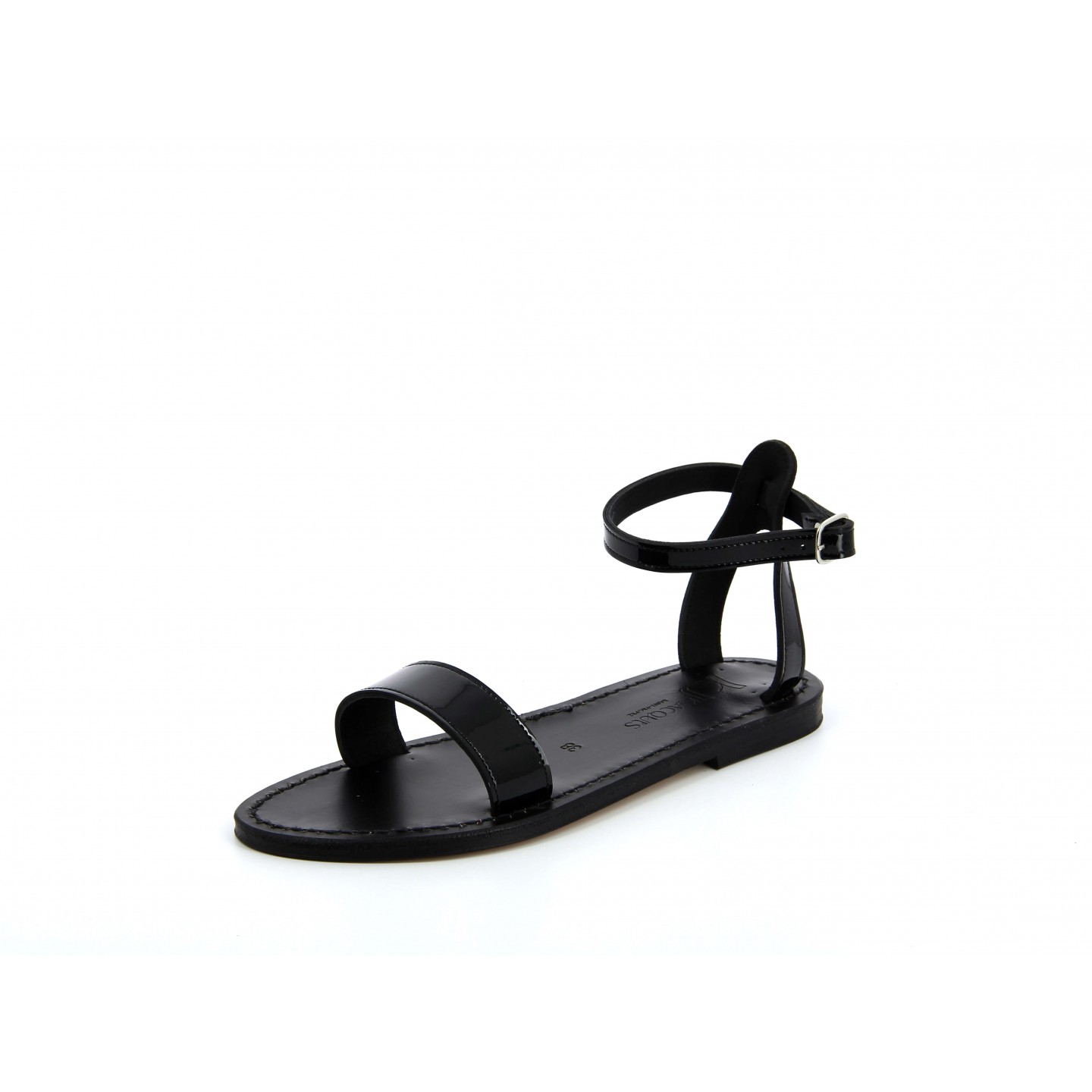 K.JACQUES CATAMARAN EBENE Sandales plates Cuir Vernis Noir