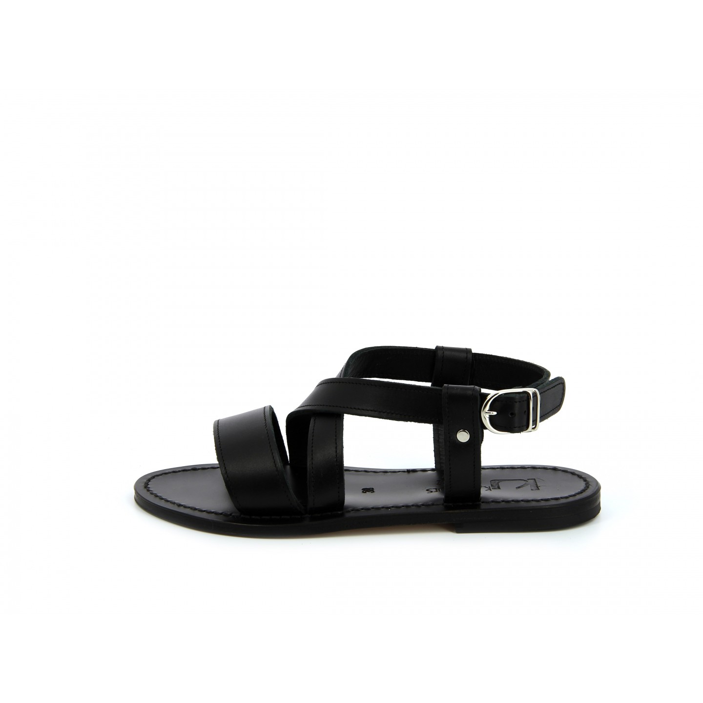 K.JACQUES CORENTIN EBENE Sandales Plates Cuir Odeon Noir