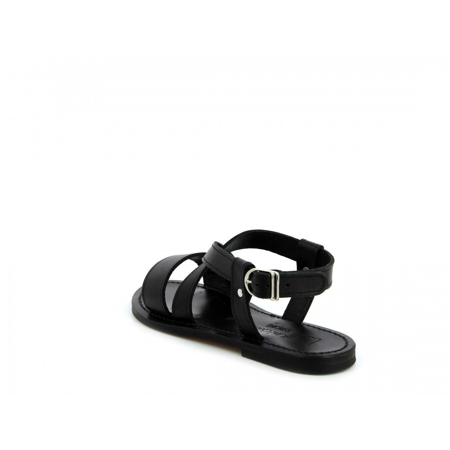 K.JACQUES CORENTIN EBENE Sandales Plates Cuir Odeon Noir