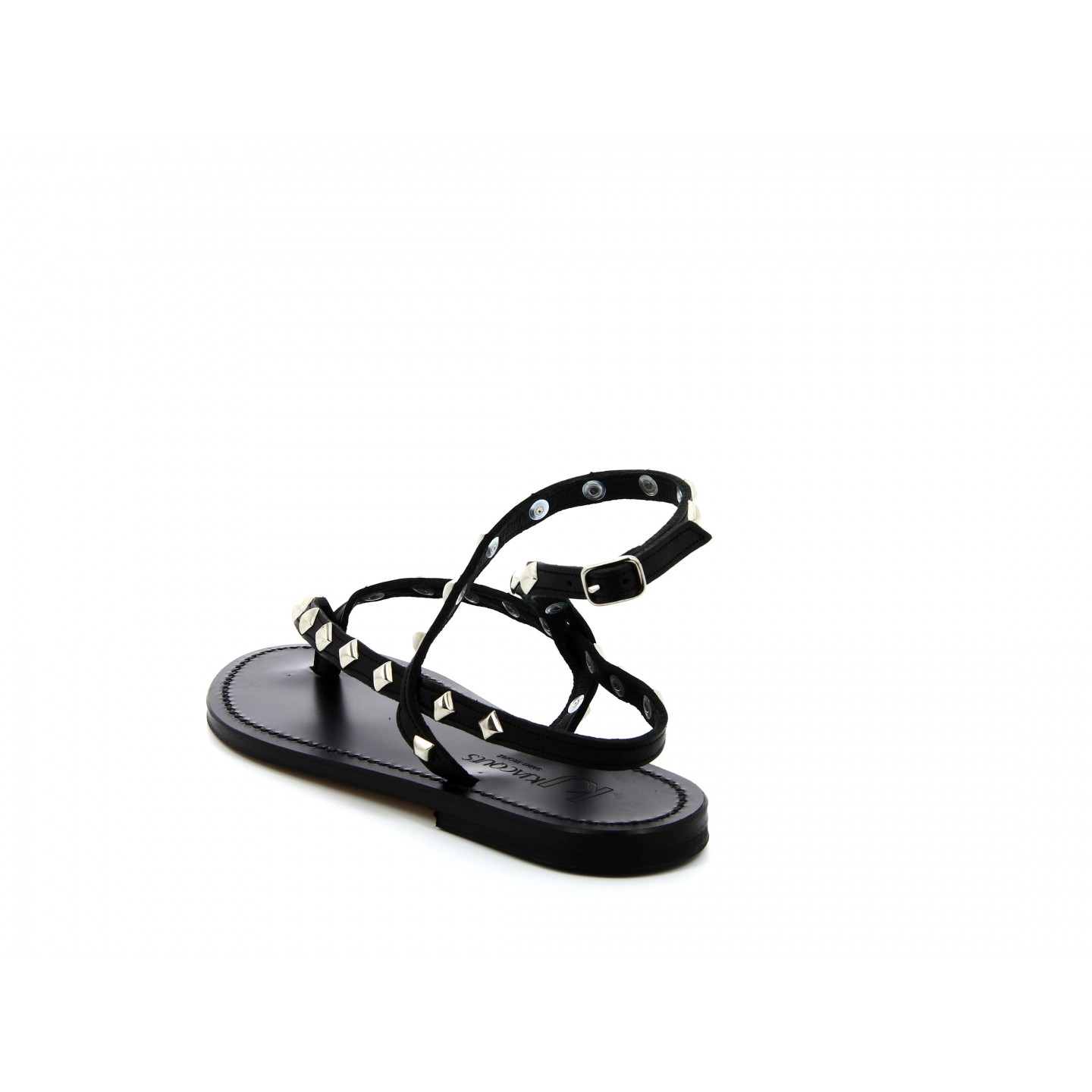 K.JACQUES DELTAPYR EBENE Sandales Plates Cuir Pul Noir