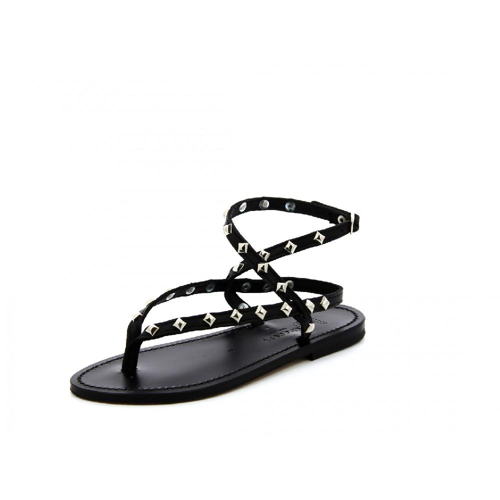 K.JACQUES DELTAPYR EBENE Sandales plates Cuir Pul Noir