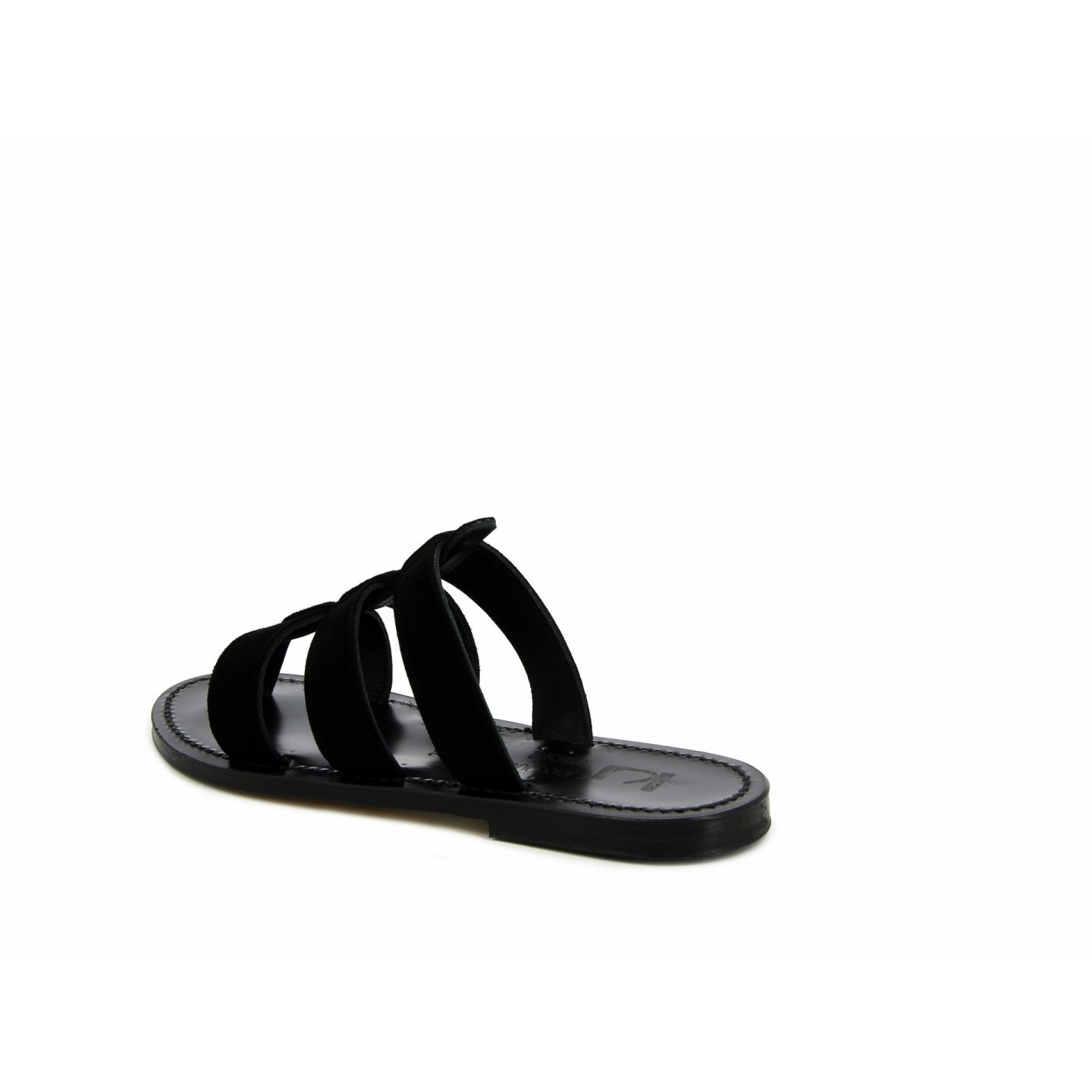 K.JACQUES DOLON EBENE Sandales Plates Cuir Velours Noir