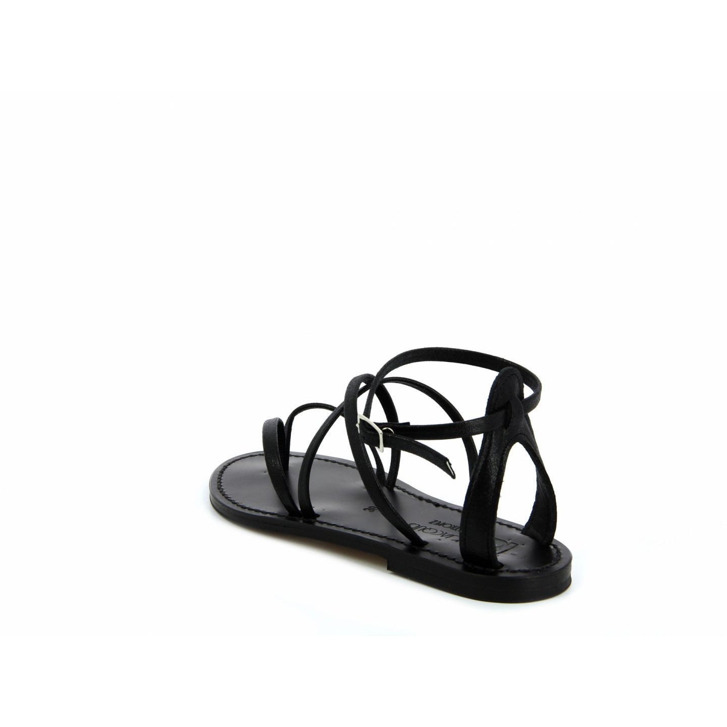 K.JACQUES EPICURE EBENE Sandales Plates Cuir Velours Metal Noir